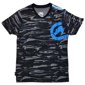 Ecko Unltd Men's V-Neck T-Shirt Black Camo Tee